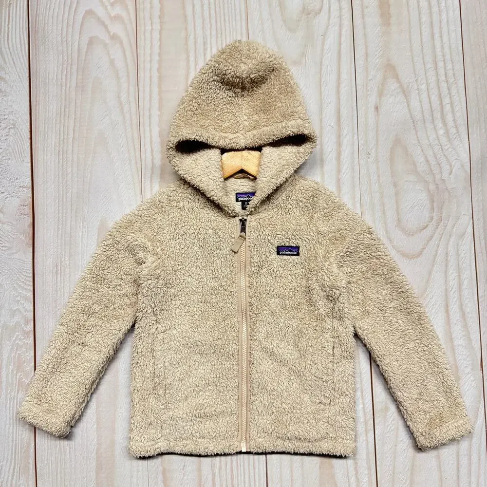 Patagonia Los Gatos Hoody Girls XS 5-6 Sherpa Pile Fleece Jacket Shroom Taupe